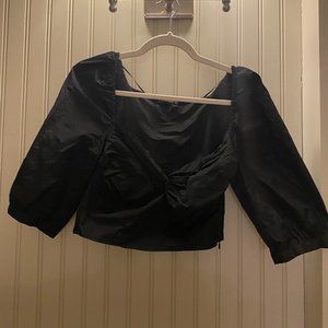 Zara Black Prairie Style Crop Top - S